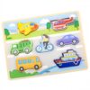 VIGA Drewniane Puzzle Układanka Montessori 2w1 Figurki Pojazdy - obrazek 2