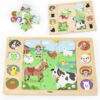 VIGA Drewniane Puzzle Odgadnij Po Cieniu - Farma Układanka 17 el. - obrazek 2