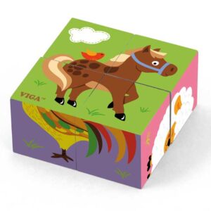 VIGA Kostki Puzzle Farma