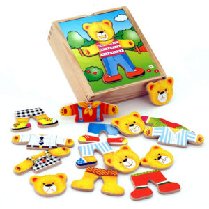 VIGA Drewniana Układanka Puzzle Ubierz Misia