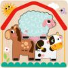 Tooky Toy Drewniane Puzzle Wielowarstwowe Tablica Zwierzątka na Farmie 7 el. - obrazek 2