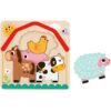 Tooky Toy Drewniane Puzzle Wielowarstwowe Tablica Zwierzątka na Farmie 7 el. - obrazek 3