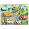 Tooky Toy Drewniane Puzzle Pojazdy Samochody Samolot Statek Miasto Dopasuj Kształty - obrazek 2