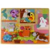 Tooky Toy Drewniane Puzzle Zwierzątka Dom Dopasuj Kształty - obrazek 2