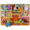 Tooky Toy Drewniane Puzzle Zwierzątka Dom Dopasuj Kształty - obrazek 4
