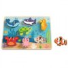 TOOKY TOY Drewniane Puzzle Świat Morza Montessori Rybki Żółwik Dopasuj Kształty - obrazek 2