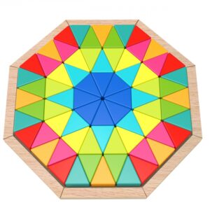 TOOKY TOY  Puzzle Ośmiokątne Drewniana Mozaika Edukacyjna (73el.)