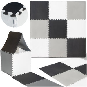 KX4505 Puzzle piankowe mata dla dzieci 180x180cm 9 elementów szaro-kremowa