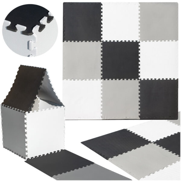 KX4505 Puzzle piankowe mata dla dzieci 180x180cm 9 elementów szaro-kremowa