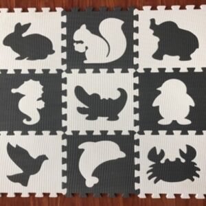 KX5207 Puzzle piankowe mata dla dzieci 9 el. czarny-ecru 85cm x 85cm x 1cm