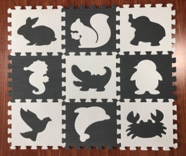 KX5207 Puzzle piankowe mata dla dzieci 9 el. czarny-ecru 85cm x 85cm x 1cm