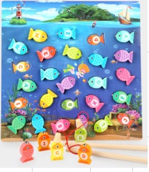 KX5954 Puzzle drewiane magnetyczne łowienie rybek literki
