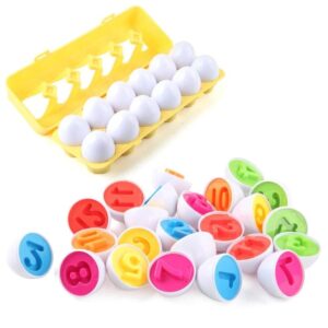 KX5964 Puzzle klocki jajka 12 szt wytłaczanka Montessori liczby i kolory