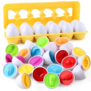 KX5965 Puzzle klocki jajka 12 szt wytłaczanka Montessori owoce i warzywa