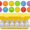 KX5965 Puzzle klocki jajka 12 szt wytłaczanka Montessori owoce i warzywa - obrazek 3