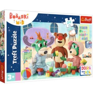ND17_PU-9533 Puzzle 24-Maxi Zabawy Treflików przed snem. Dobranoc Trefliki na noc / Bobaski i Miś 14325 TREFL