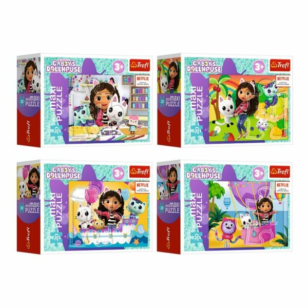 ND17_ZB-165240 Puzzle 20el miniMaxi Kolorowy dzień Gabi. Koci Domek Gabi. Gabbys Dollhouse 21156, 21157, 21158, 21159 (56041) TREFL mix cena za 1 szt