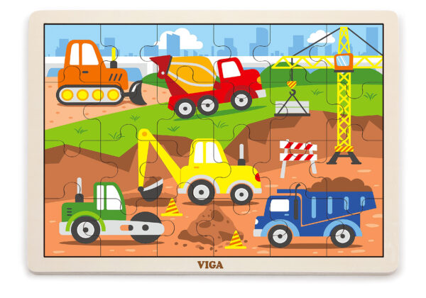 ND18_3310 Viga 51463 Puzzle na podkładce 24 elementy - na budowie
