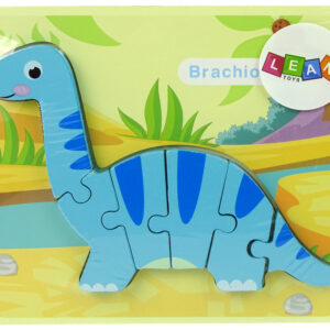 ND24_10340 Drewniane Puzzle Dinozaur Brachiosaur Niebieski 5904665991794