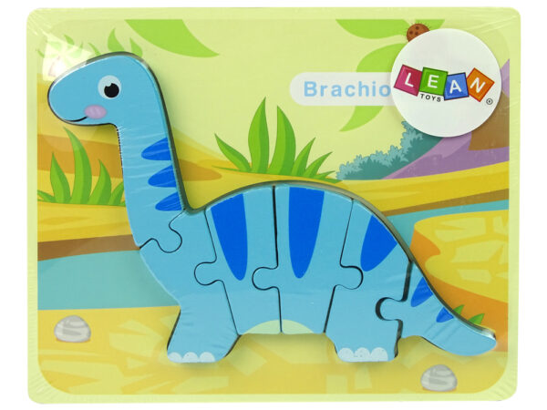ND24_10340 Drewniane Puzzle Dinozaur Brachiosaur Niebieski 5904665991794