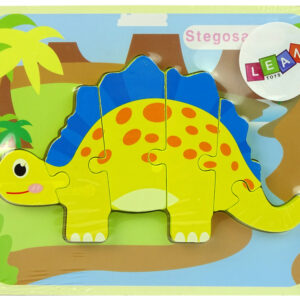 ND24_10341 Drewniane Puzzle Dinozaur Stegosaurus Żółty  5904665991800