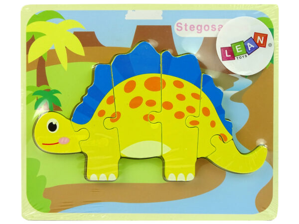 ND24_10341 Drewniane Puzzle Dinozaur Stegosaurus Żółty  5904665991800