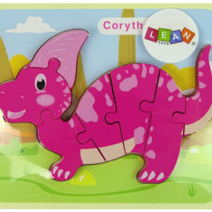 ND24_10344 Drewniane Puzzle Dinozaur Corythosaurus Różowy  5904665991831
