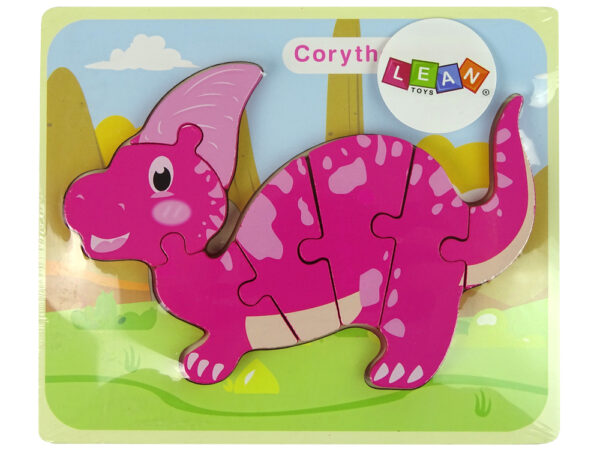 ND24_10344 Drewniane Puzzle Dinozaur Corythosaurus Różowy  5904665991831
