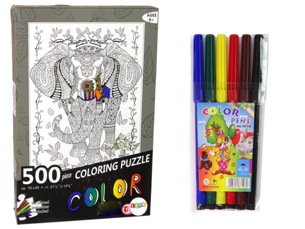 ND24_14154 Puzzle Do Kolorowania 500 Elementów Słoń 5905679070383