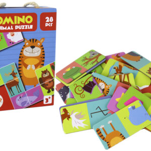 ND24_16515 Gra Logiczna Puzzle Dwustronne Domino Zwierzęta 10cm x 5cm 28 El. 5905884450246