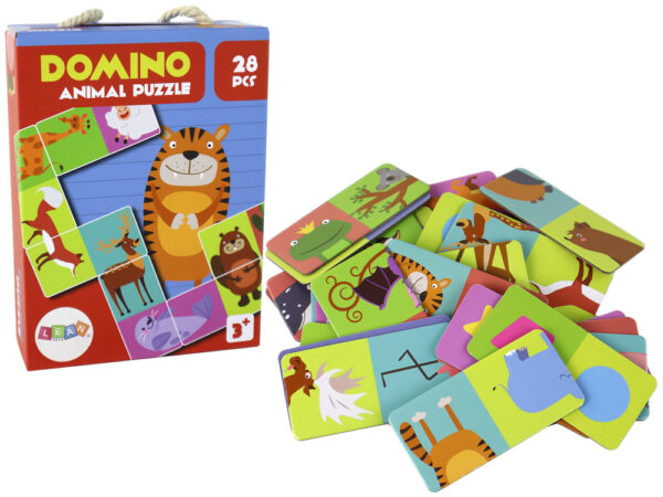 ND24_16515 Gra Logiczna Puzzle Dwustronne Domino Zwierzęta 10cm x 5cm 28 El. 5905884450246