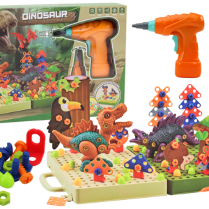 ND24_17929 Klocki Puzzle Konstrukcyjne 3D DIY Dinozaury Rozkręcanie Wiertarka 5905991007791