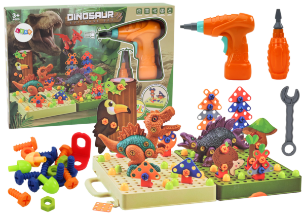 ND24_17929 Klocki Puzzle Konstrukcyjne 3D DIY Dinozaury Rozkręcanie Wiertarka 5905991007791